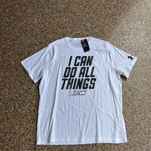 Under Armour Men’s White Graphic Tee with Black Text